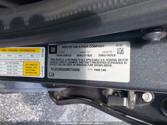 Chevrolet Spark Fwd 1lt Automatic 2021 KL8CD6SA2MC745839 Image 9