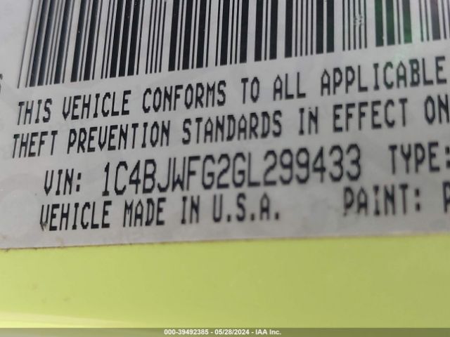 1C4BJWFG2GL299433 Jeep Wrangler Unlimited Rubicon