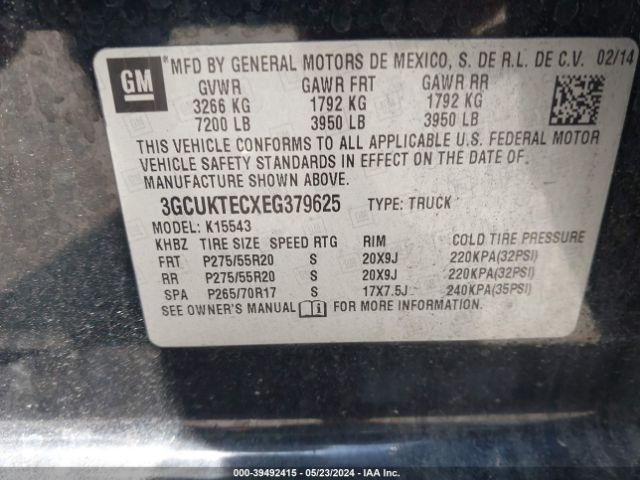 3GCUKTECXEG379625 Chevrolet Silverado 1500 High Country