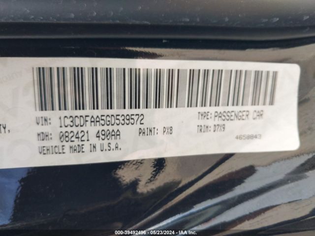 1C3CDFAA5GD539572 Dodge DART SE