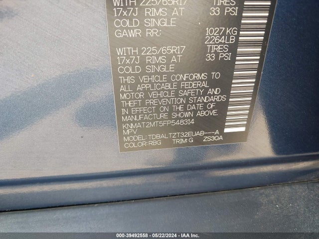 Nissan ROGUE SV 2015 KNMAT2MT5FP548314 Image 9