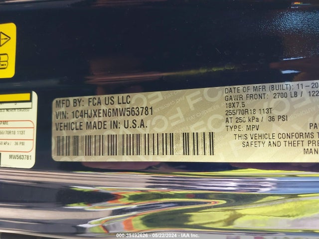 1C4HJXEN6MW563781 Jeep Wrangler Unlimited Sahara