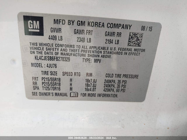 KL4CJESB6FB270329 Buick Encore