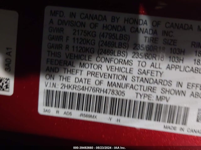 Honda Cr-v Ex-l Awd 2024 2HKRS4H76RH478305 Image 9