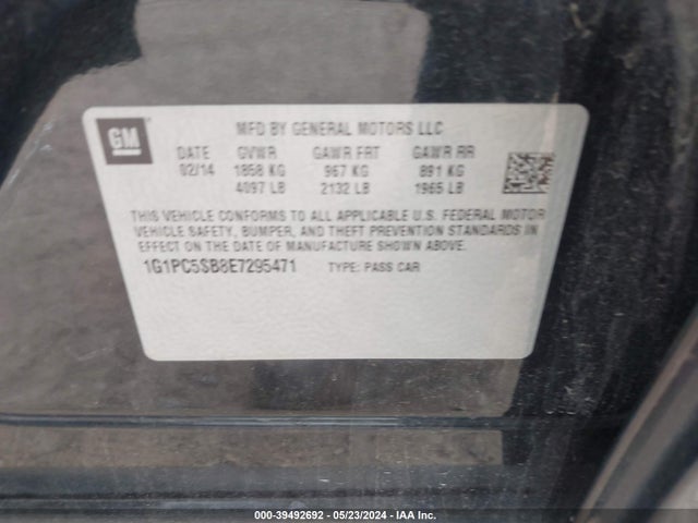 Chevrolet Cruze 1lt Auto 2014 1G1PC5SB8E7295471 Image 9