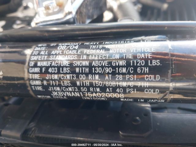 2005 KAWASAKI VN1500 JKBVNAN175A020008 Photo 9