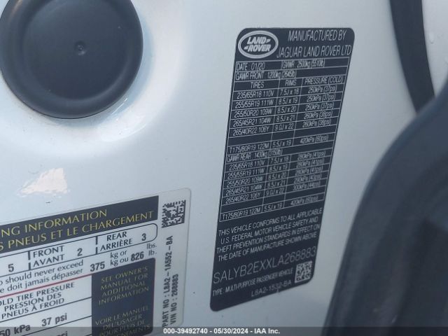 SALYB2EXXLA268883 Land Rover Range Rover Velar P250 S