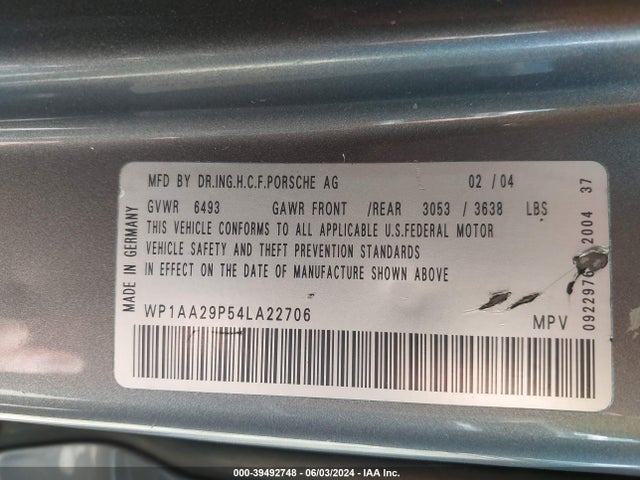 2004 PORSCHE CAYENNE WP1AA29P54LA22706 Photo 8