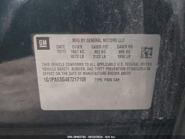 Chevrolet Cruze Ls Auto 2014 1G1PA5SG4E7217108 Image 9
