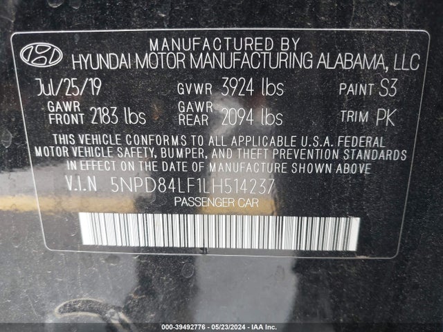 Hyundai ELANTRA SEL 2020 5NPD84LF1LH514237 Image 9