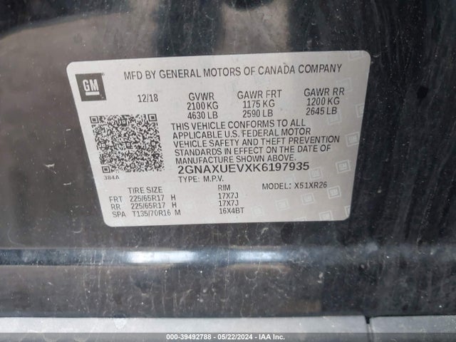 Chevrolet EQUINOX LT 2019 2GNAXUEVXK6197935 Image 9