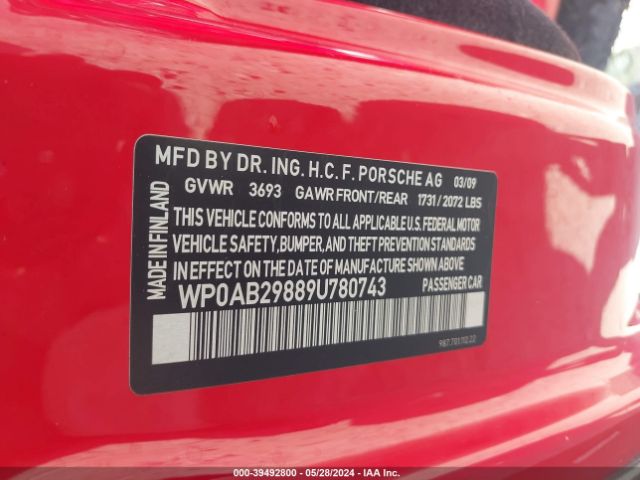 2009 PORSCHE CAYMAN WP0AB29889U780743 Photo 8