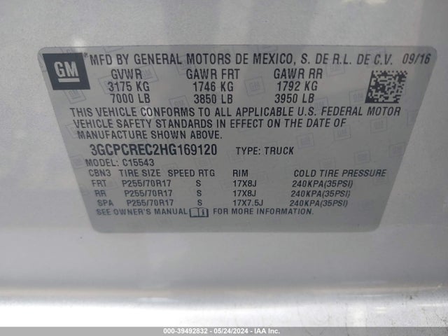 Chevrolet Silverado 1500 1lt 2017 3GCPCREC2HG169120 Image 9
