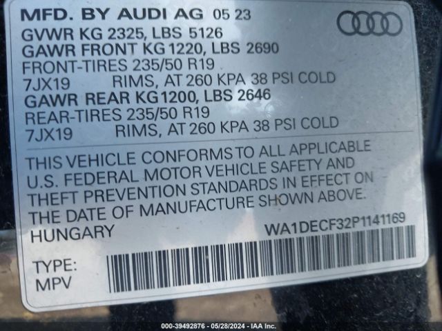 WA1DECF32P1141169 Audi Q3 Premium 45 Tfsi S Line Quattro Tiptronic