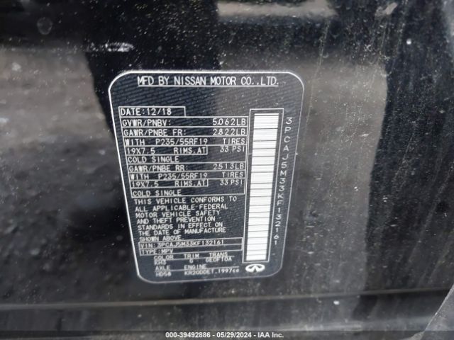 3PCAJ5M33KF132161 Infiniti Qx50 Luxe