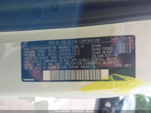 LYV102DKXKB187118 Volvo Xc60 T5 Momentum