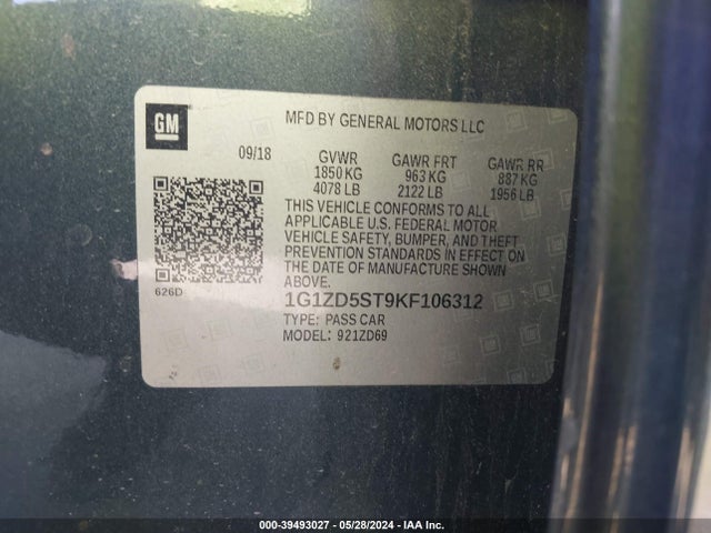 Chevrolet MALIBU LT 2019 1G1ZD5ST9KF106312 Image 9