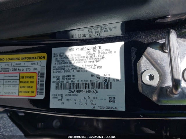 Ford FUSION SE 2016 3FA6P0T94GR402376 Image 9