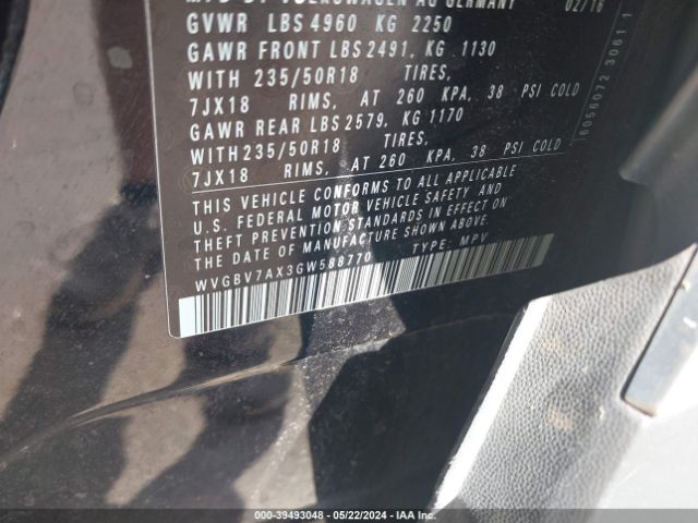 WVGBV7AX3GW588770 Volkswagen Tiguan R-line/s/se/sel