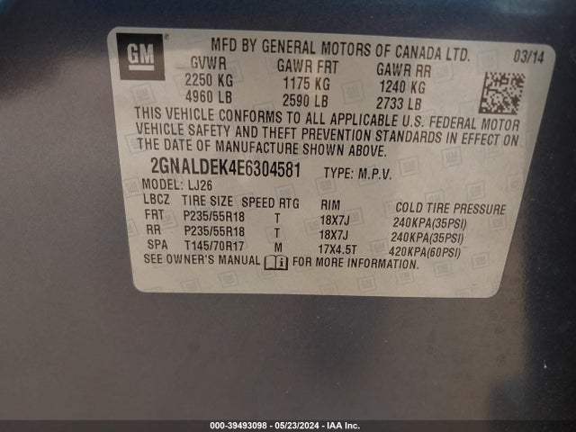 Chevrolet Equinox Ltz 2014 2GNALDEK4E6304581 Image 9