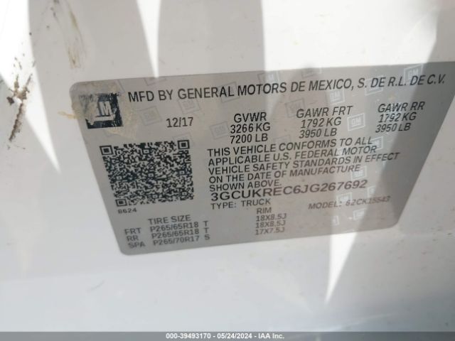 3GCUKREC6JG267692 Chevrolet Silverado 1500 2lt