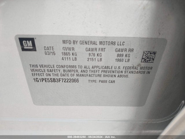 Chevrolet Cruze 2lt Auto 2015 1G1PE5SB3F7222066 Image 9