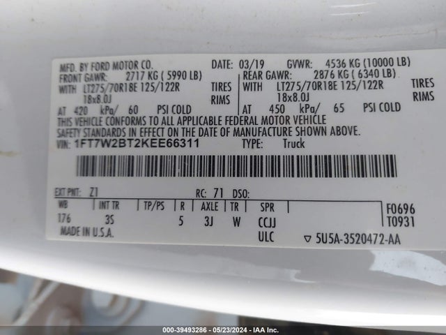 Ford F-250 Xlt 2019 1FT7W2BT2KEE66311 Image 9