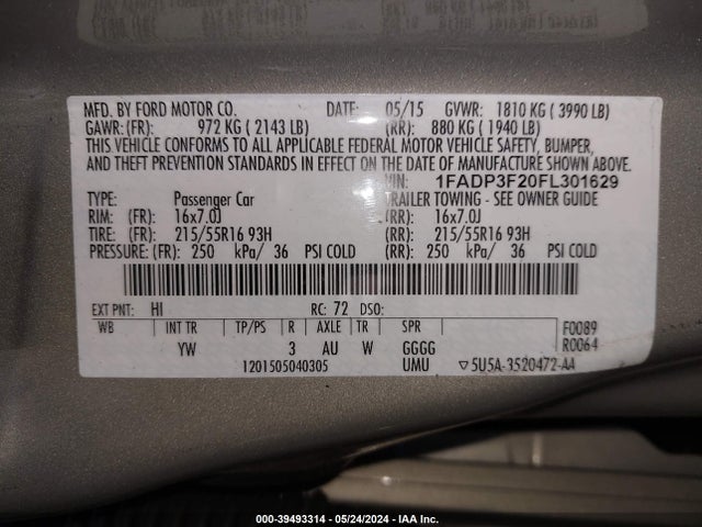 Ford FOCUS SE 2015 1FADP3F20FL301629 Image 9