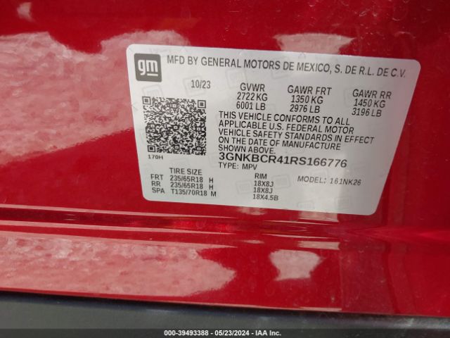 3GNKBCR41RS166776 Chevrolet Blazer Fwd 2lt