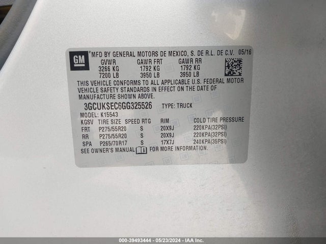 Chevrolet Silverado 1500 2lz 2016 3GCUKSEC6GG325526 Image 9