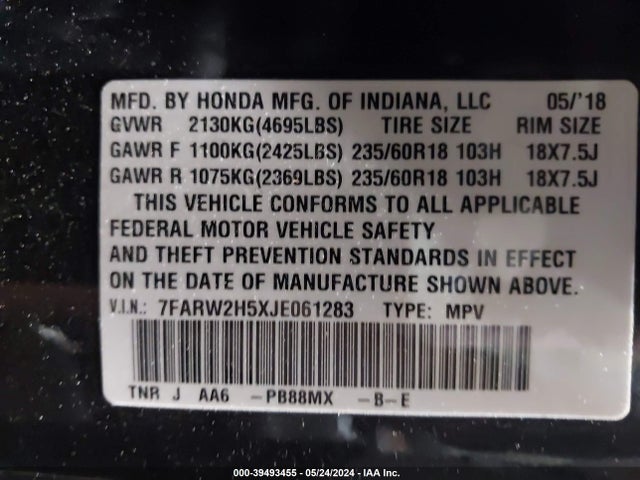 Honda CR-V EX 2018 7FARW2H5XJE061283 Image 9