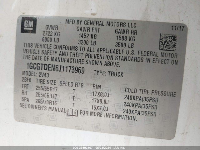 Chevrolet Colorado Z71 2018 1GCGTDEN6J1173969 Image 9