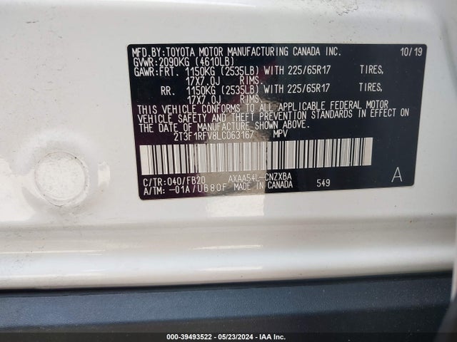 Toyota RAV4 LE 2020 2T3F1RFV8LC063167 Image 9