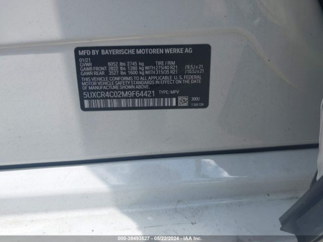 5UXCR4C02M9F64421 BMW X5 Sdrive40i