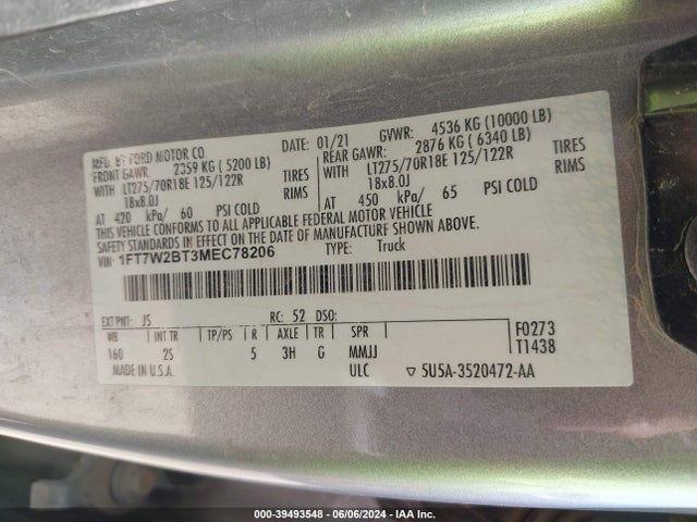 Ford F-250 Xlt 2021 1FT7W2BT3MEC78206 Image 9