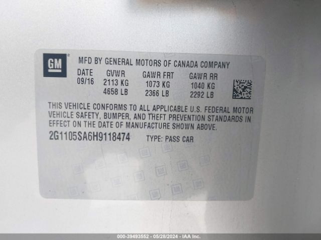 2G1105SA6H9118474 Chevrolet IMPALA 1LT