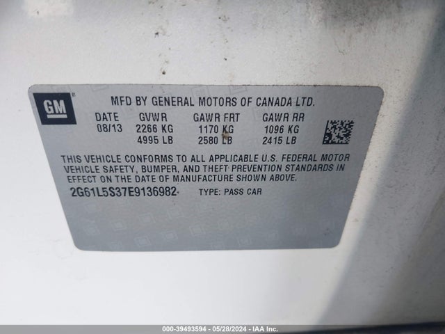 2G61L5S37E9136982 Cadillac Xts Standard