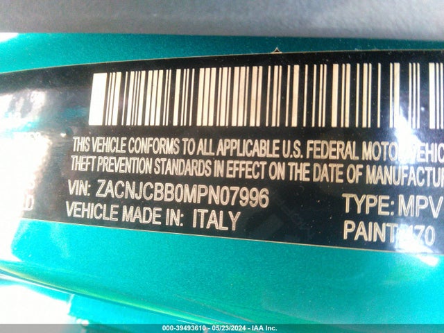 ZACNJCBB0MPN07996 Jeep Renegade Latitude Fwd