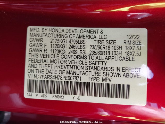 Honda Cr-v Ex-l Awd 2023 7FARS4H78PE007871 Image 9