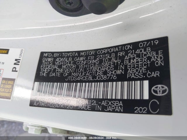 Toyota COROLLA SE 2020 JTDS4RCE8LJ038776 Image 9