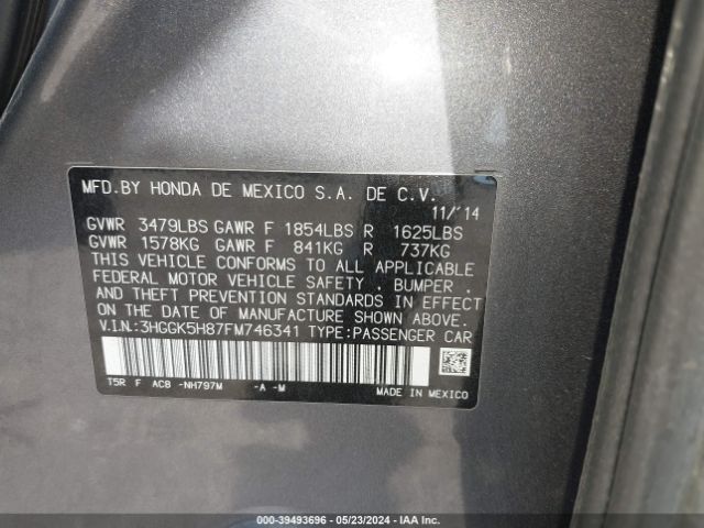 3HGGK5H87FM746341 Honda Fit Ex/ex-l