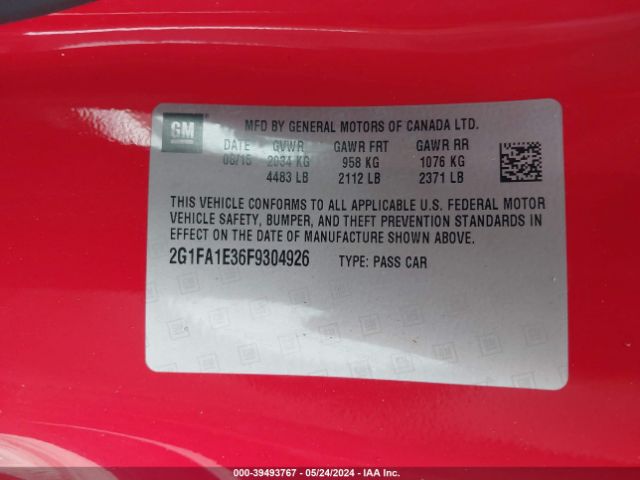 2G1FA1E36F9304926 Chevrolet Camaro 1ls