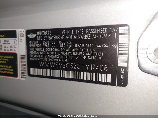 2012 MINI COOPER S WMWSV3C52CTY17408 Photo 8
