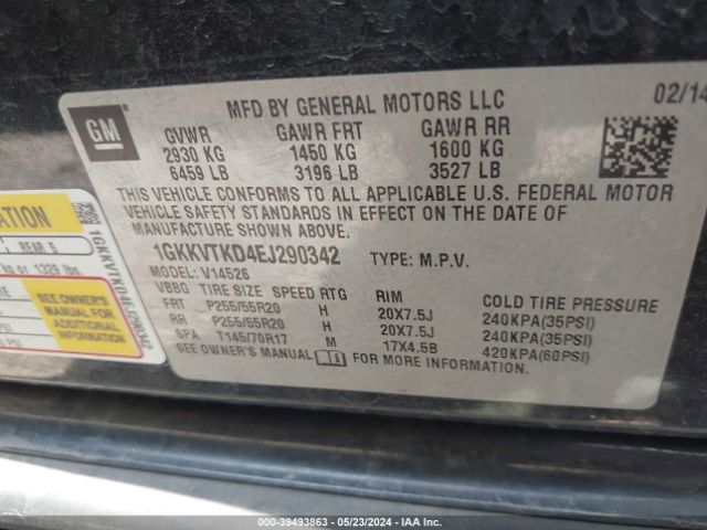 1GKKVTKD4EJ290342 GMC Acadia Denali
