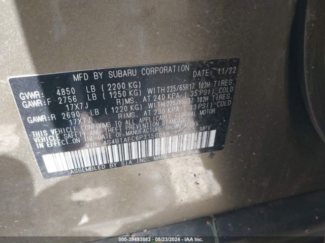 4S4BTAFC6P3150898 Subaru Outback Premium