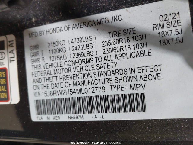 Honda Cr-v Awd Ex 2021 5J6RW2H54ML012779 Image 9