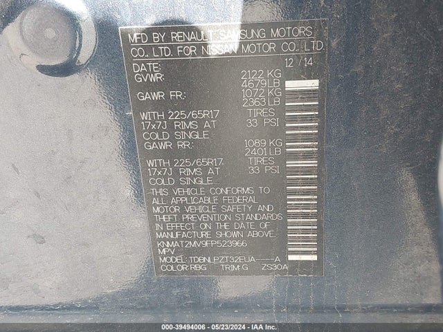 Nissan ROGUE S 2015 KNMAT2MV9FP523966 Image 9