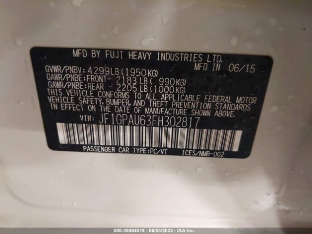 JF1GPAU63FH302817 Subaru Impreza 2.0i Sport Premium