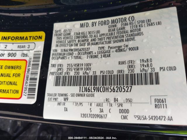 1LN6L9NC0H5620527 Lincoln Continental Reserve