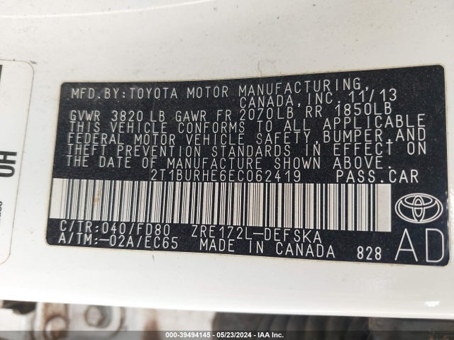 Toyota Corolla S Plus 2014 2T1BURHE6EC062419 Image 9